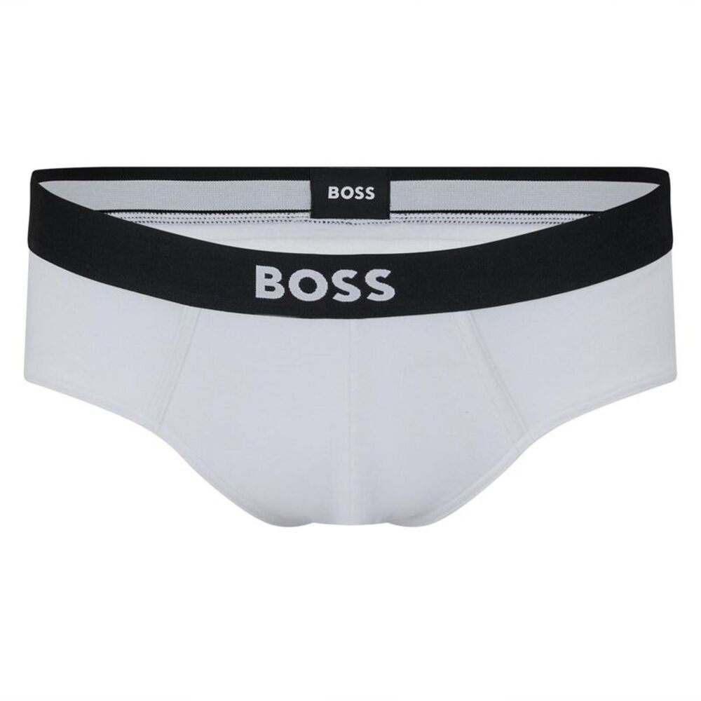 Boss Mens Logo Cotton Briefs (Pack of 3) / White